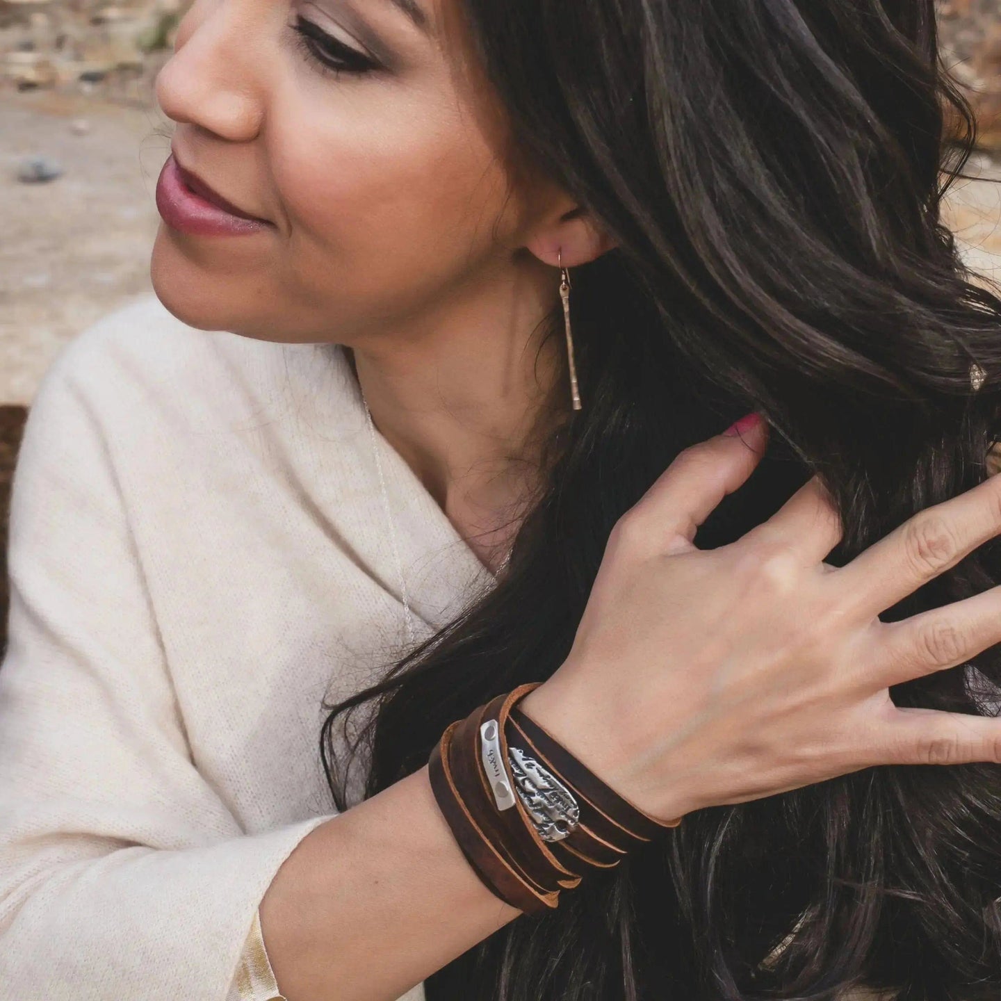 Double Wrap Leather Cuff Bracelet Liv & B Designs